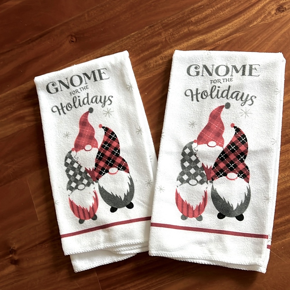 Christmas House ~ Gnome for the Holidays 
Microfiber Kitchen Hand Dish towels 2